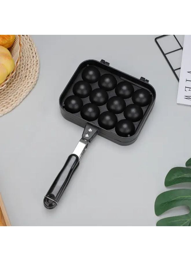 Black 12 Cavity Takoyaki Pan Non Stick Double Sided Removable Baking Griddle - Image 5